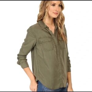 Splendid Women's Button-Down Olive Green Shirt | Wilder Tencel Button Down Shirt